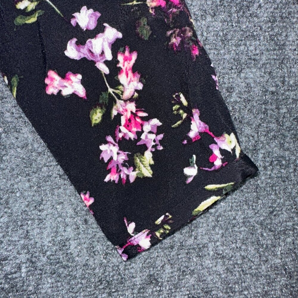 J Jill Blouse Womens Medium Top Black Floral Long Sleeve Shirt Pullover Top - Picture 3 of 8